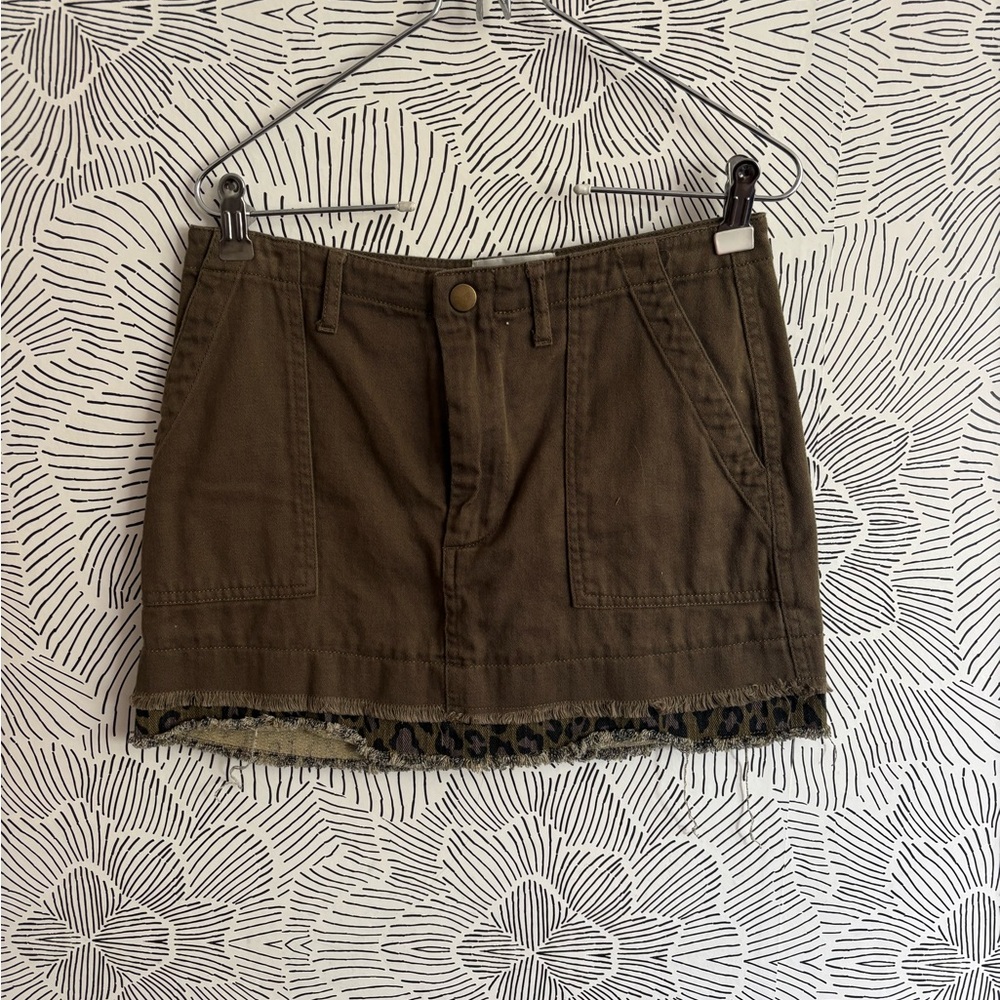Brown Urban Outfitters Mini Skirt with Leopard Trim
